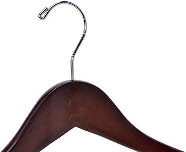 Quality Hangers Wooden Curved Coat Hangers - Smooth Solid Wood Pants Hanger With Chrome Swivel Hook - Perfect for Suits and Jackets - Walnut - 5 Pack