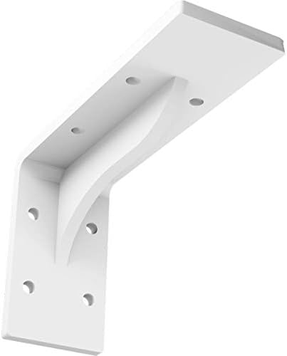 Ekena Millwork BKTM02X06X03EBPWH Steel Bracket Embrey, 2" W x 6" D x 3 3/4" H, White Primer