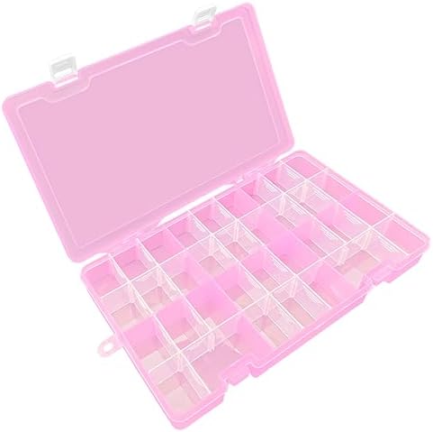 DUOFIRE Plastic Organizer Storage Box, Adjustable Divider 34 Grids, Pink