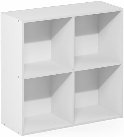 Furinno LUDER Book Shelf, 4-Cube Bookshelf, Bookcase with Open Shelves, 9.5 x 24.6 x 23.7, for Living Room, Bedroom, Hom