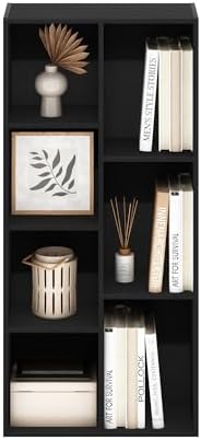 Furinno LUDER Book Shelf, 7-Cube Bookshelf, Bookcase with Open Shelves, 9.4 x 19.5 x 41.7, Easy Assembly, for Living Roo