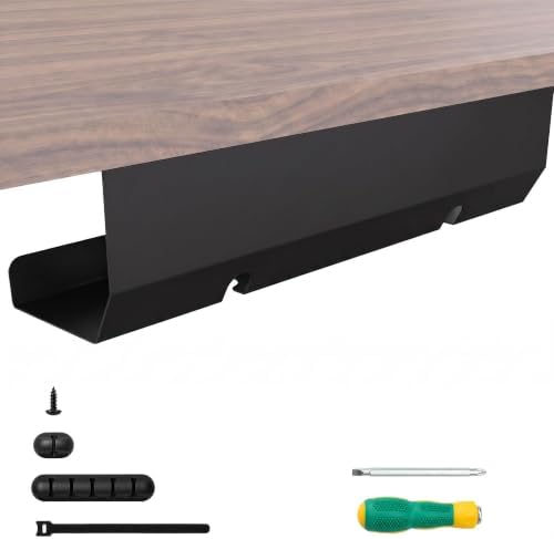 Aothia Under Desk Cable Management Tray (16.5 in, Metal, Black)