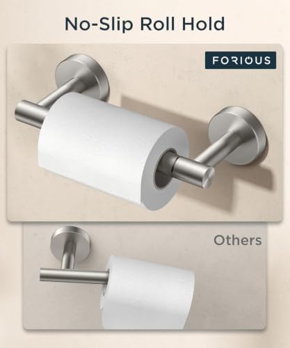 FORIOUS Toilet Paper Holder Wall Mount, Stainless Steel Rustproof Double Post Pivoting Tissue Roll Holder for Bathroom, 