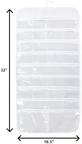 Double-Sided Hanging Jewelry Organizer with 72 Soft Clear Pockets for Holding Jewelries