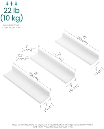 SONGMICS Floating Wall Shelves, Set of 3, 15-Inch Wide