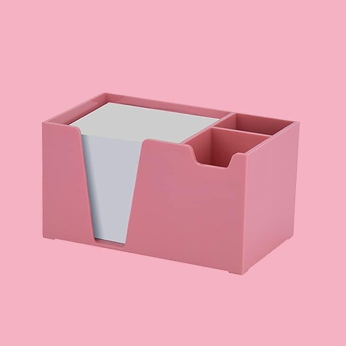 Acrimet Desktop Organizer Pencil, Pen, Paper, Clip, Caddy Holder (Plastic) (White Paper Included) (Solid Pink Color)