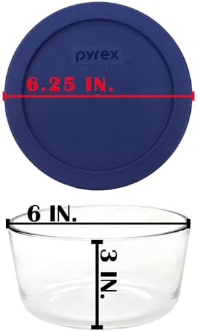 Pyrex (2 7201 4-Cup Glass Bowls with (2) 7201-PC Blue Lids - Made in USA