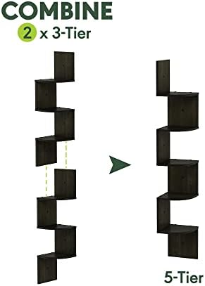 Furinno Rossi Set of 2 3-Tier Corner Floating Shelves for Wall, Espresso