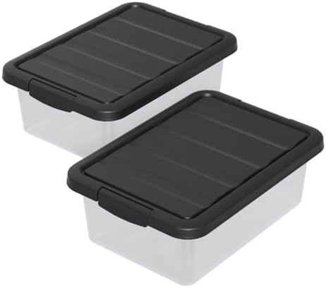 14 L Clear Storage Box with Black Lid, Medium-14 Quart, 2 Packs