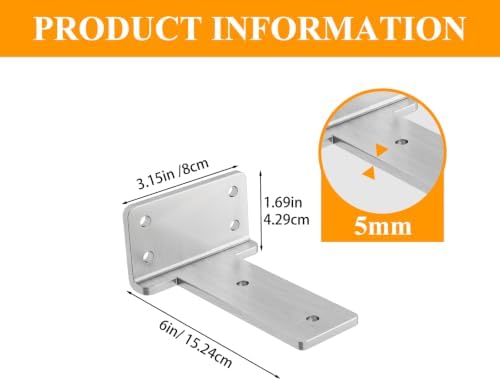 Stainless Steel Floating Shelf Brackets 6 inch 4 Pack L Brackets for Floating Shelves Heavy Duty Shelf Bracket for DIY S