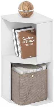 Furinno ECON Corner Shelf, 2-Tier Corner Book Shelf, Standing Storage Shelves, Cube Display Rack, Bookshelf, for Organiz