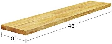 BenchPro Floating Shelf Wall Mounted Solid Butcherblock Shelf 8" Depth x 48" Length x 1" Thick Highest Grade Lumber - No