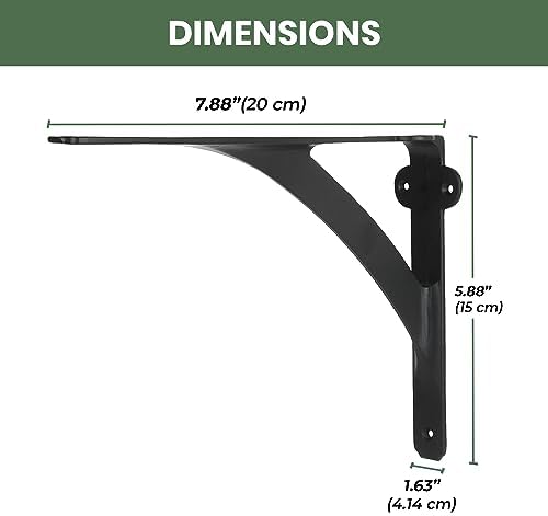 A29 Shelf Brackets, Iron, Black Powder Coat Finish, Set of 2
