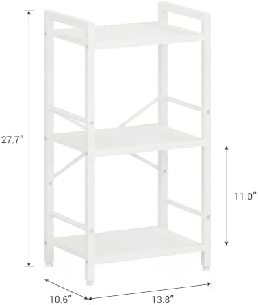 Small Bookshelf, 3-Tier Bookcase with Side Rails for Small Space