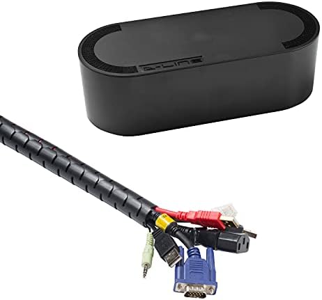 D-Line Cable Management Box (Large) & Cable Organizer Zipper (8.2ft Length) - Black