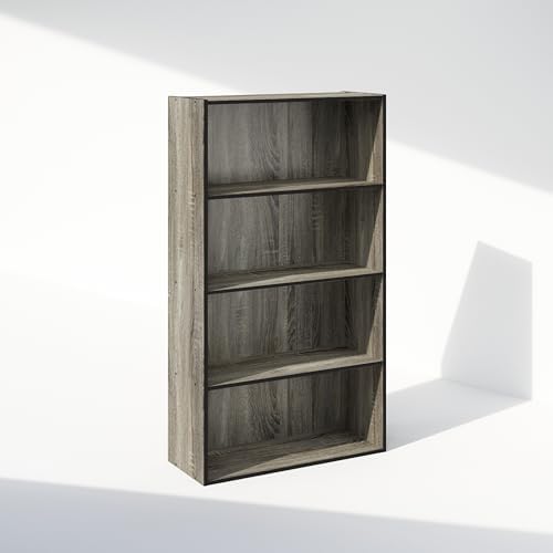 Furinno Simple Book Shelf, 4-Tier Bookshelf, Bookcase with Open Shelf, 9.4 x 23.6 x 41.7, for Living Room, Bedroom, Home