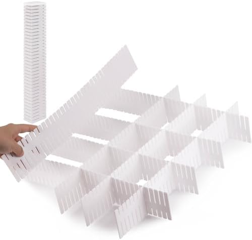20Pcs Drawer Organizer Dividers 17"x2.8" Adjustable Storage Organizer Separator for Socks, Underwear, Makeup, Kitchen, D
