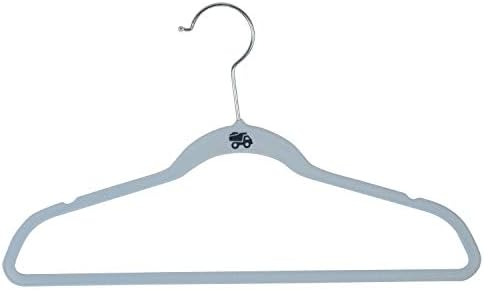 Simplify 50 Pack Kids Velvet Hangers | Slim | Non-Slip Design | Space Saving | Childrens Clothes | Shirts | Pants | Dresses | Baby Nursery | Closet Storage & Organization | Light Blue