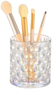 DASITON Glass Makeup Brush Holder, Bathroom Toothbrush Holders, Desk Pen Pencil Holder, Vintage Makeup Brush Cup, Multif