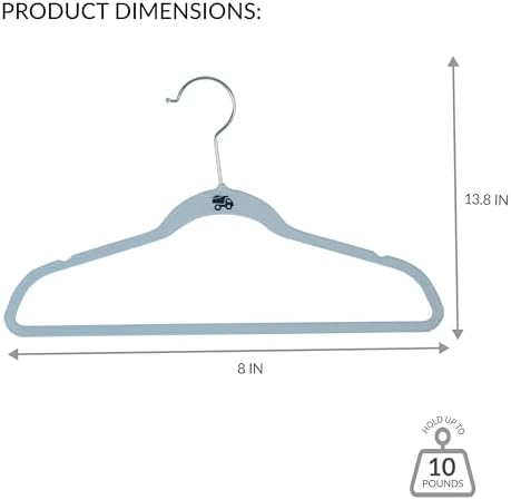 Simplify 25 Pack Kids Velvet Hangers | Slim | Non-Slip Design | Space Saving | Childrens Clothes | Shirts | Pants | Dresses | Baby Nursery | Closet Storage & Organization | Light Blue