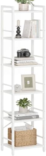 Bookshelf, 6-Tier Tall Bookcase for Small Space