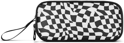 Wfrish Large Pencil Case,Black White Checkered Big Capacity Pencil Pouch 3 Compartments,Zipper Pencil Box, Back to School Supplies for Teen Girls Boy Student College Adults,Travel Essentials