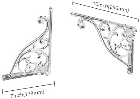 Heavy Duty Solid Stand,10 Inch 4 Pack Polished Nickel,Right Angle Wall Panel Support Bracket,Decorative Shelf Bracket,He