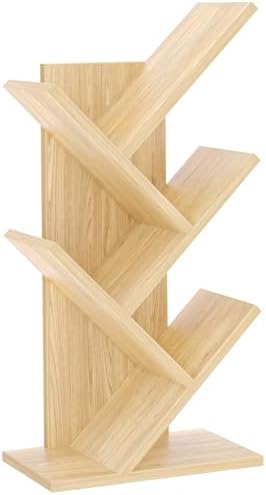 SHEEPAM Small Tree Book Shelf,5 Tier Bookshelf, Wood Desktop Bookcase