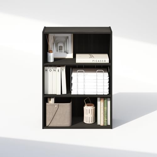 Furinno Simple Book Shelf, 3-Tier Bookshelf, Storage Shelves Bookcase, 9.7 x 23.7 x 31.5, for Living Room, Bedroom, Home