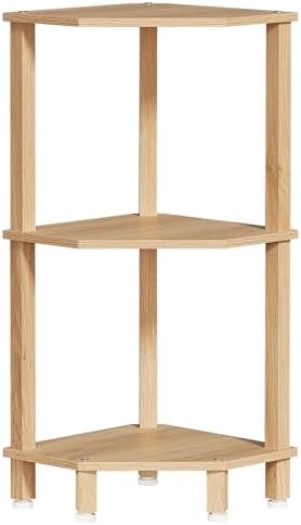 YUFAM 3-Tier Corner Shelf, Natural