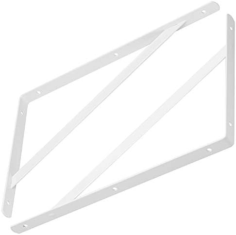 Acrux7 12 Pack L10" x H 6" White Heavy Duty Shelf Brackets with Screws - Metal L Bracket 90 Degree Metal Shelf Support -