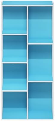 Furinno LUDER Book Shelf, 7-Cube Bookshelf, Bookcase with Open Shelves, 9.4 x 19.5 x 41.7, Easy Assembly, for Living Roo