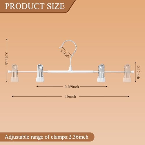 Pants Hangers with Clips Skirt Hangers 16 Inch 10 Pack, White