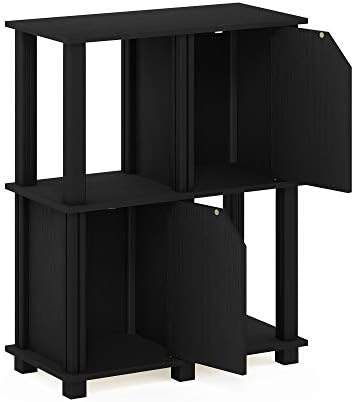 FURINNO Brahms Storage Shelf, 3-Tier, Black Oak/Black