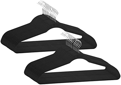 Simplify Extra Wide 21” Velvet Coat Hangers | 24 Pack | Slim Design | Heavy Duty | Holds 10 Pounds | Closet Organization | Shirt & Clothes | Black