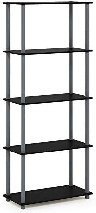 Furinno TURN-N-TUBE Storage Shelves, 5-Tier Book Shelf, Corner Shelf, Toolless Open Shelves, for Organization and Storag