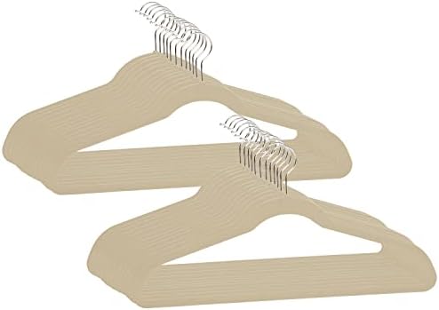 Simplify Extra Wide 21" Velvet Coat Hangers | 24 Pack | Slim Design | Heavy Duty | Holds 10 Pounds | Closet Organization | Shirt & Clothes | Ivory