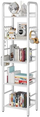 YMYNY 5 Tier Bookshelf, Freestanding Bookcase for Living Room, Bedroom, Home Office, Multi-Functional Storage Rack Organ