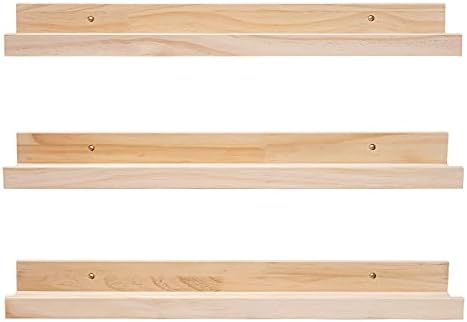 MBYD 24 Inch Floating Shelves Natural Wood Set of 3, Wall Mount Picture Ledge Wooden Wall Shelf for Home Decoration Nurs