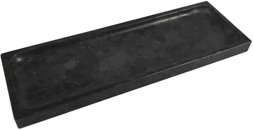 Matte Black Granite Vanity Tray - Natural Stone Rectangular Catchall, 10.6" Decorative Organizer for Bathroom, Entryway,
