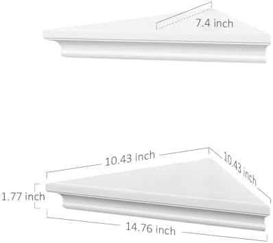 AHDECOR White Corner Shelves, Stylish Wall Mounted Corner Shelf for Space-Saving Storage in Living Room, Bedroom, and Of