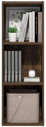 Furinno LUDER Book Shelf, 3-Cube Bookshelf, Bookcase, Amber Pine