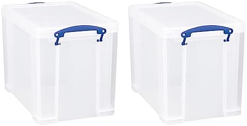 Really Useful Box 19L Stackable Plastic Storage Containers, Clear, 2-Pack