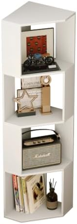 ALISENED 4-Tier Corner Bookshelf,Small Bookcase,Tall Corner Storage Stand