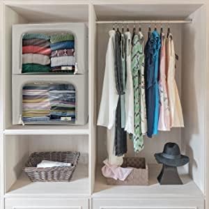 Sorbus Jumbo Storage Bins with Metal Frame - Oxford Fabric Storage Containers with Large Clear Window & Carry Handles - Stackable & Foldable Clothes Organizer Bags for Bedding Linen, Clotheing & More