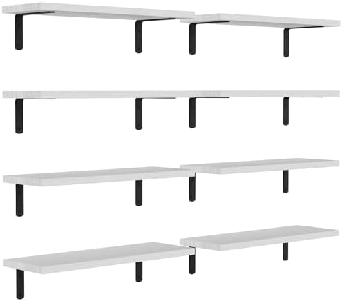 DOLLFIO Floating Wall Shelves, Decor & Storage, White, 16.5'', 8Pcs