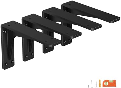 NEODROP 6 Inch Heavy Duty Shelf Brackets, Premium Metal Wall Bracket for Mantel, Countertop Support, Garage Storage Shel
