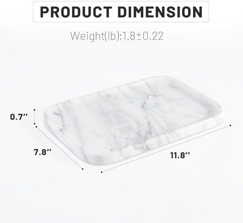 Arabescato Marble Vanity Tray - Decorative Organizer for Bathroom Countertop, Dresser, Kitchen Sink