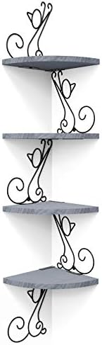 Alsonerbay 4-Tier Cat Shaped Corner Floating Shelf Wall Mount, Grey