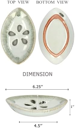 Ceramic Soap Dish with Self Draining Tray for Bar Soap, Bathroom, Kitchen (SmokyWhite)